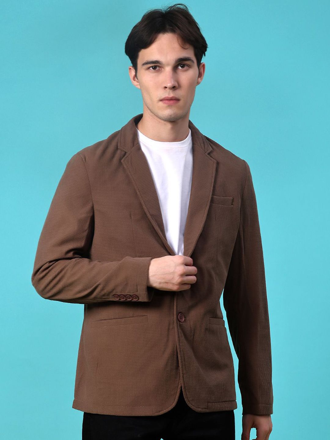 V-Mart V-Mart Notched Lapel Long Sleeves Single-Breasted Casual Blazer