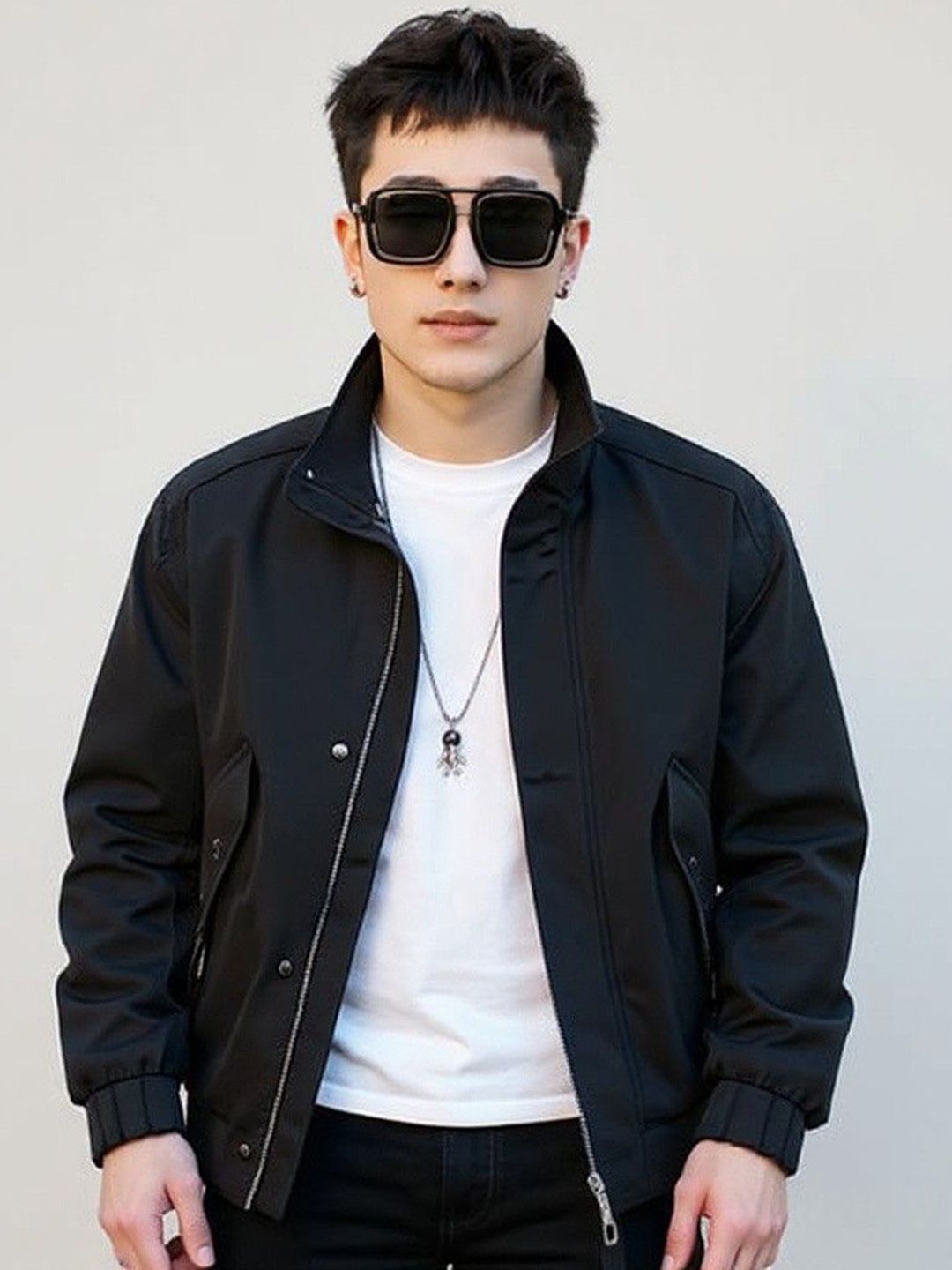 Mast & Harbour Spread Collar Sporty Jacket with Patchwork