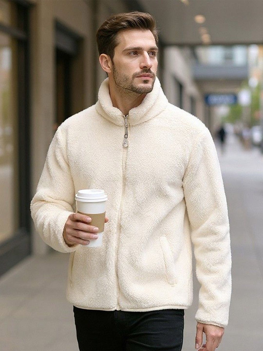 Mast & Harbour Men Self Design Long Sleeve Open Front Jacket