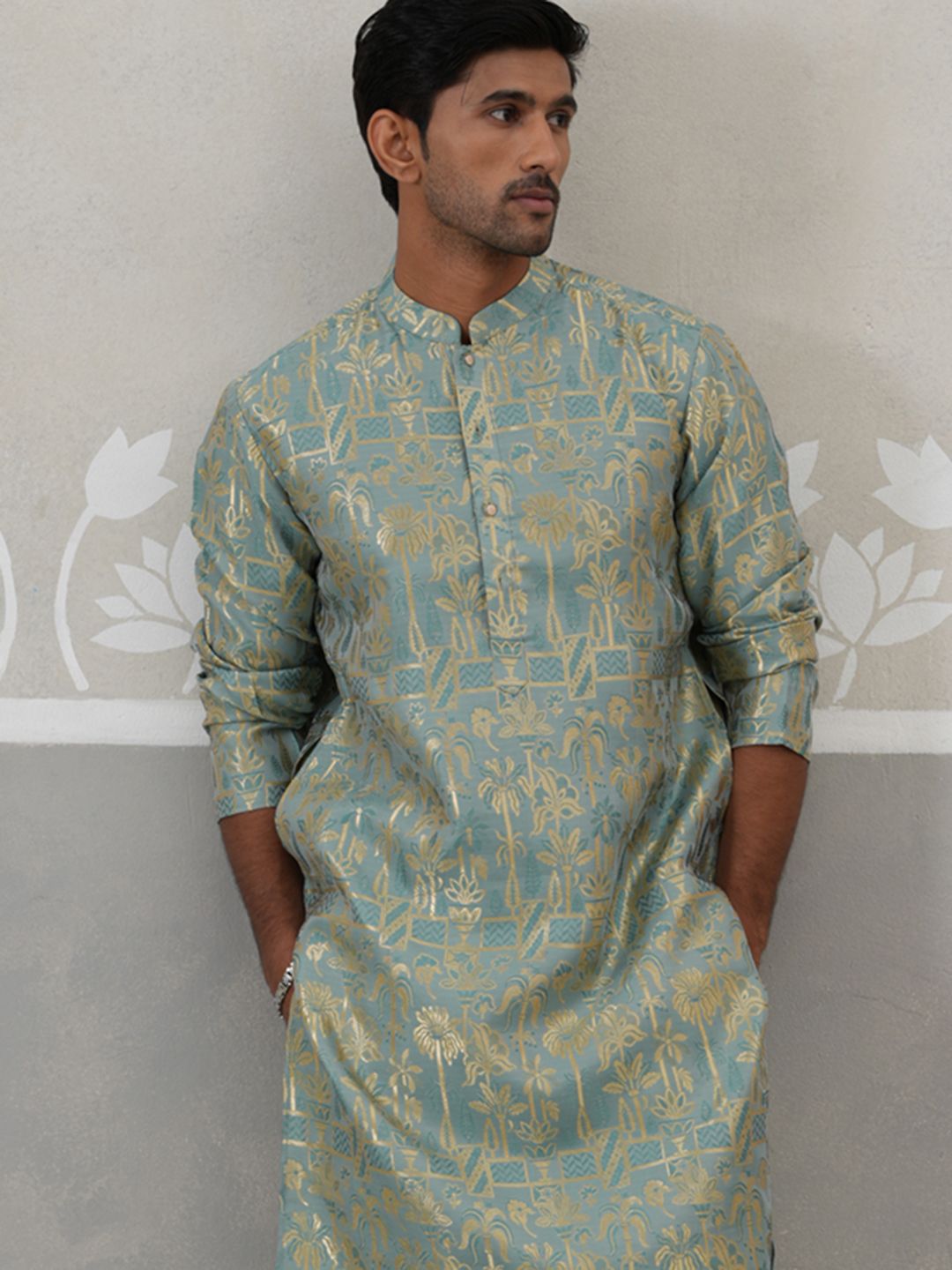 Jompers Men Ethnic Motifs Woven Design Straight Kurta