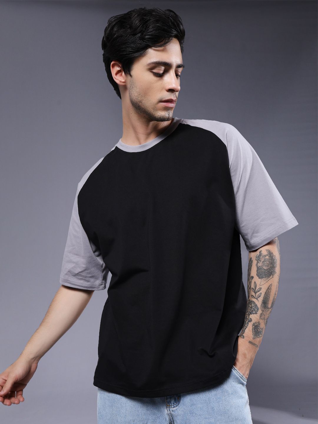 PRONK PRONK Men Colourblocked Oversized  Cotton T-shirt