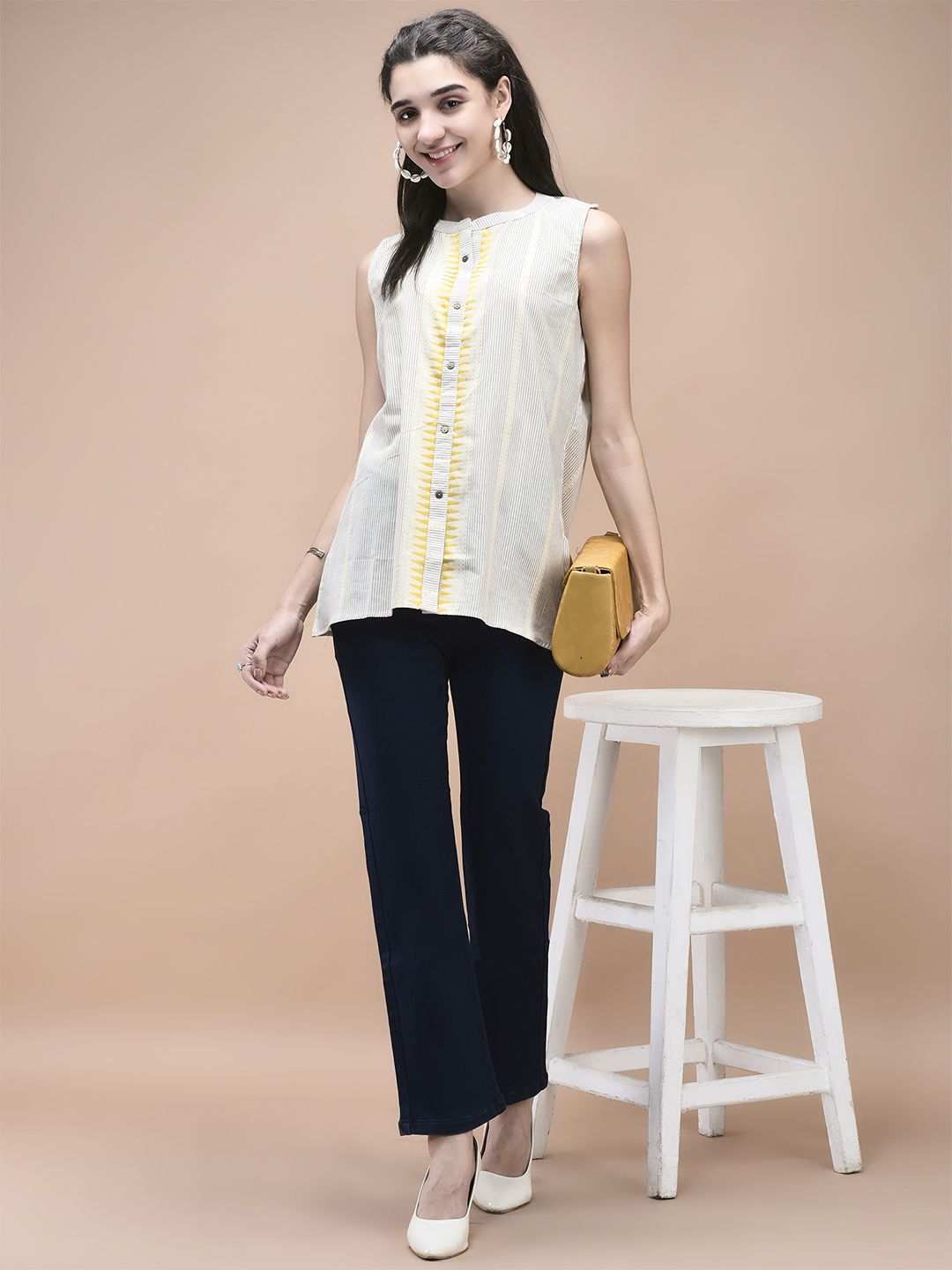 Shree Mandarin Collar Printed Tunic