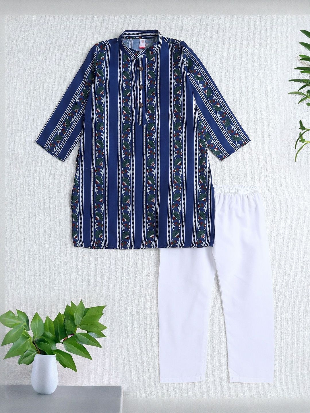 The Magic Wand Boys Ethnic Motifs Printed Regular Pure Cotton Kurta with Pyjamas