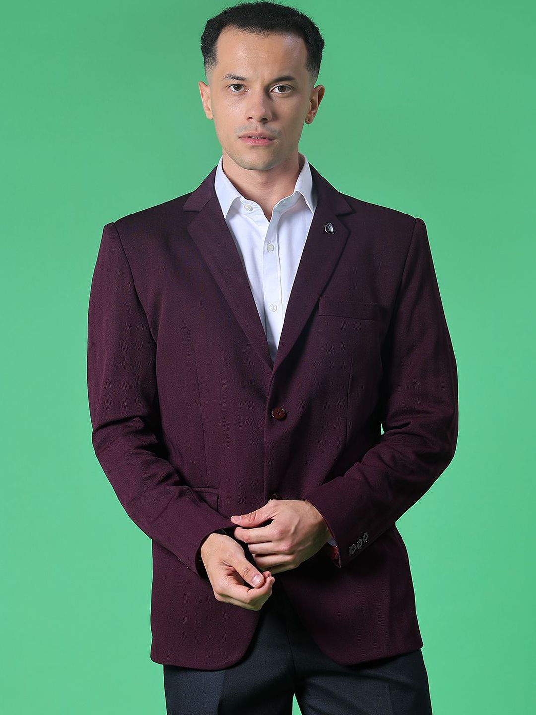 V-Mart Notched Lapel Long Sleeves Single-Breasted Formal Blazer