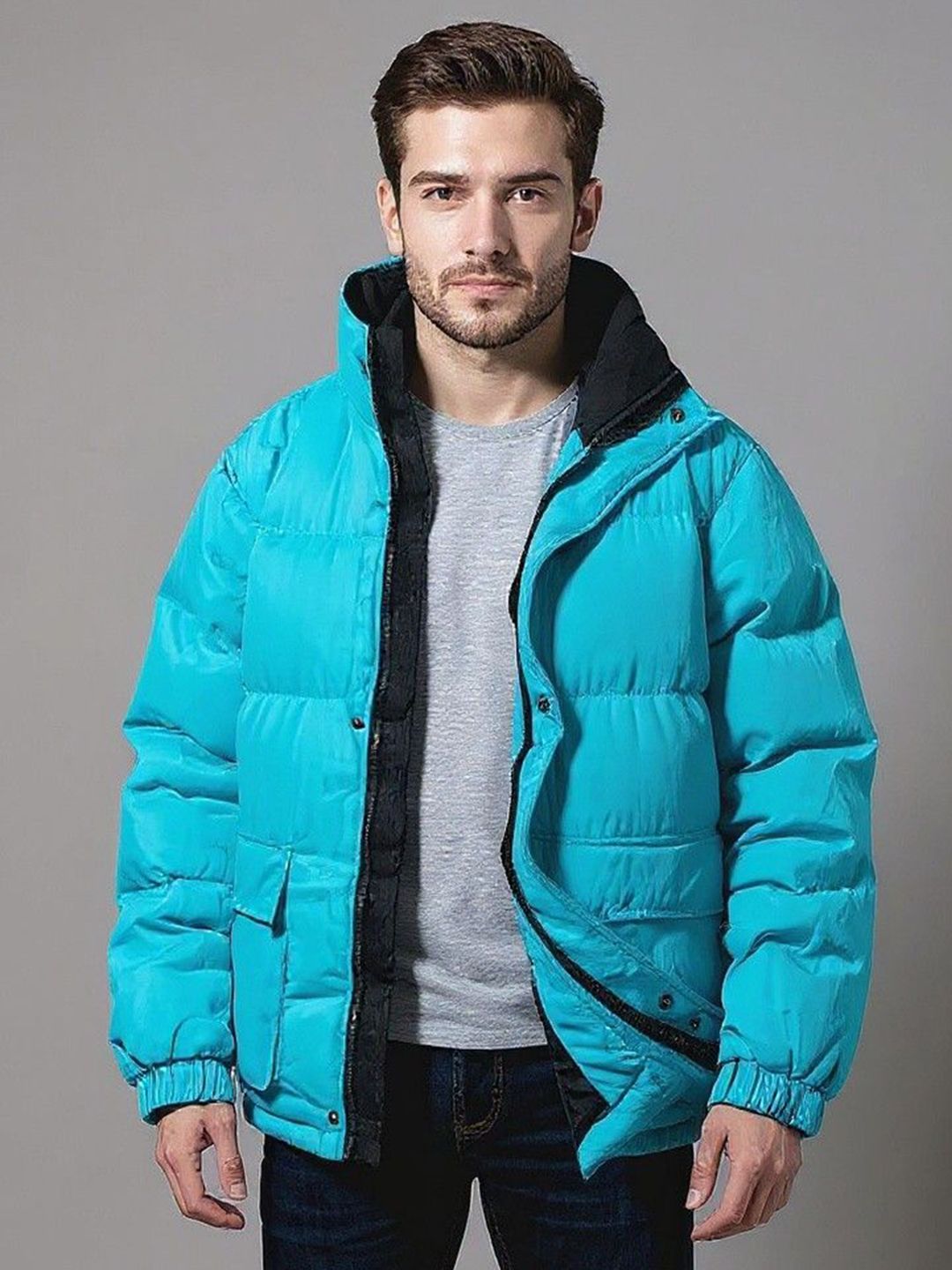 Mast & Harbour Stand Collar Long Sleeves Puffer Jacket
