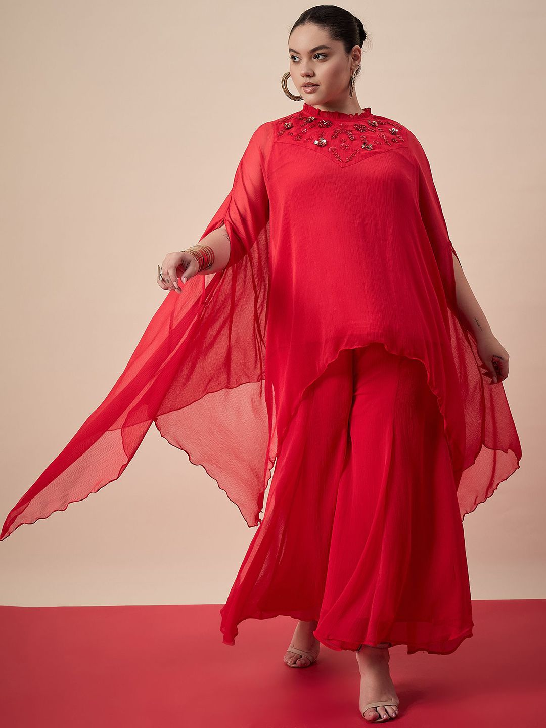 Antheaa Curve  Women Embellished Top & Palazzos Co-Ords
