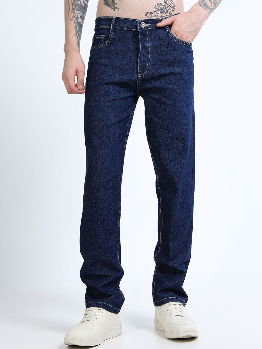 THE BEETEL HOUSE Men Comfort Straight Fit Mid-Rise Clean Look Stretchable Jeans
