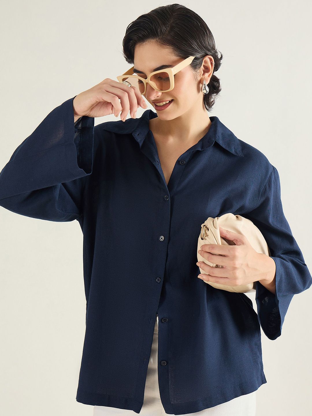 Buy SASSAFRAS BASICS Spread Collar Oversized Shirt - Shirts for