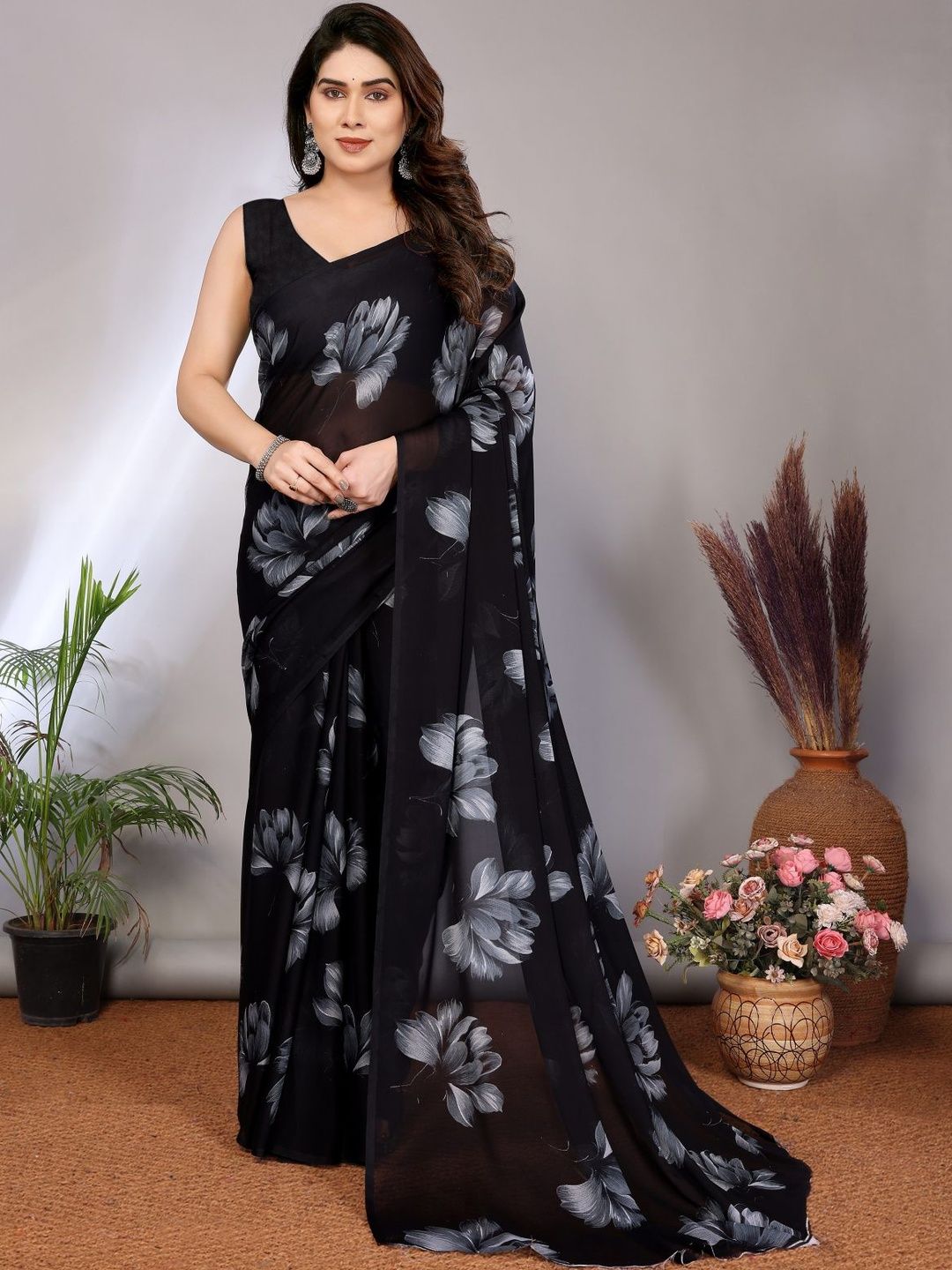 Vj Fashion Floral Pure Georgette Saree