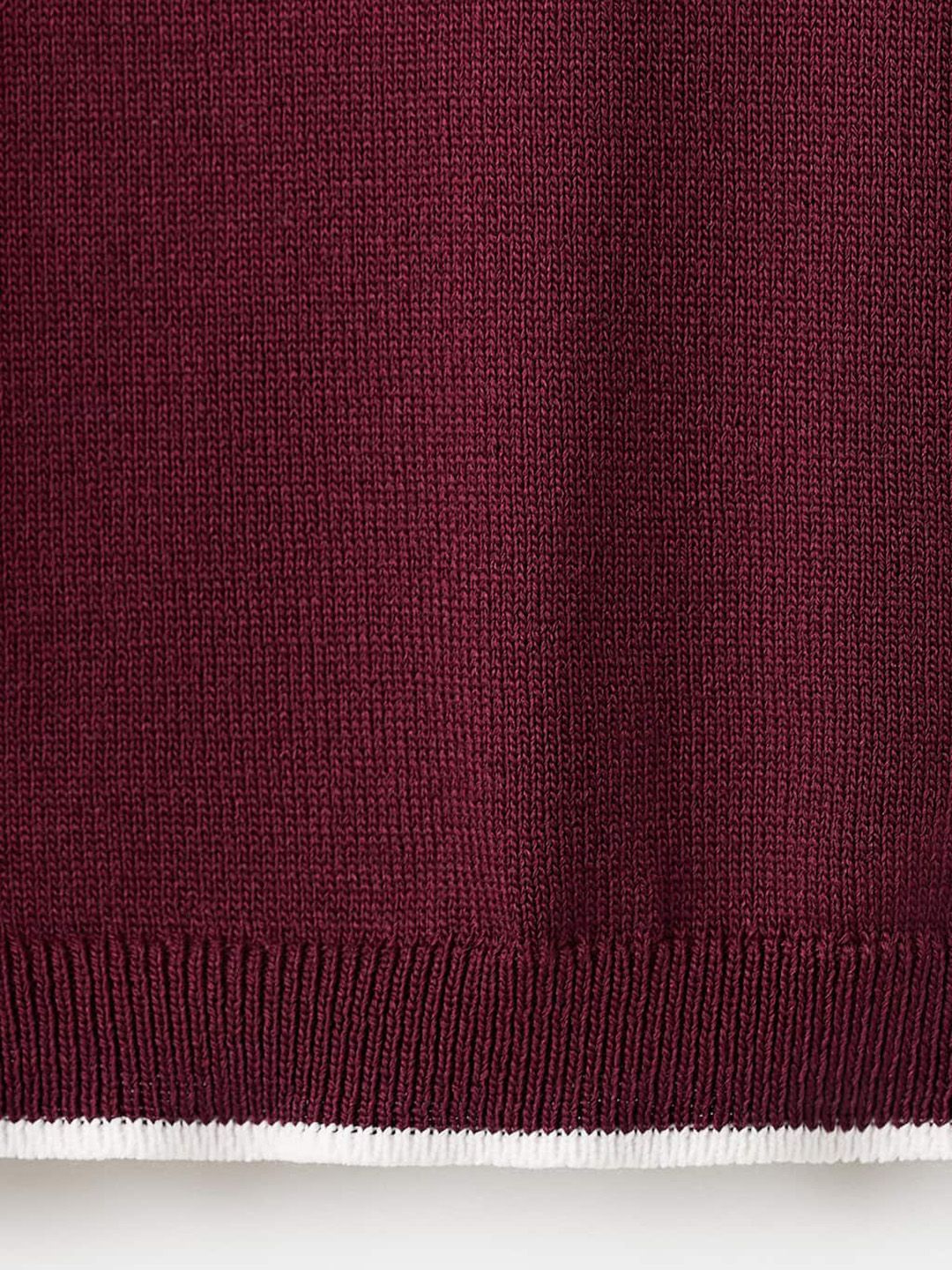 Polo Collar Contrast Trims Knitted T-shirt