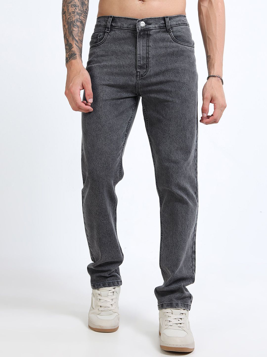 THE BEETEL HOUSE Men Comfort Straight Fit Mid-Rise Clean Look No Fade Stretchable Jeans