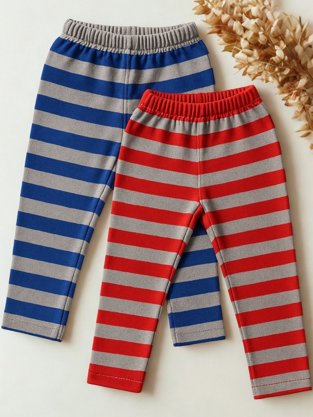 CORTICA Boys Pack Of 2 Striped Cotton Regular Track Pants