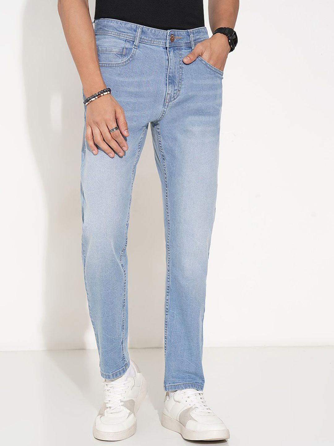SF JEANS by Pantaloons Men Tapered Fit Low-Rise Low Distress Cotton Heavy Fade Jeans