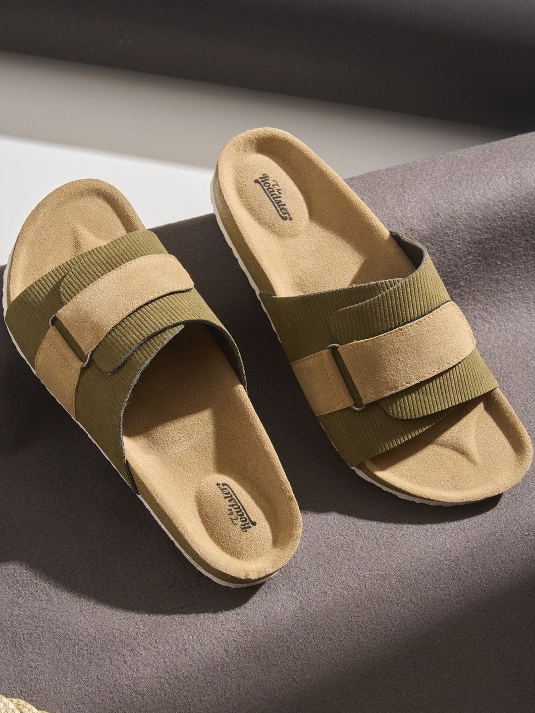 Roadster Men Olive & Beige Comfort Sandals