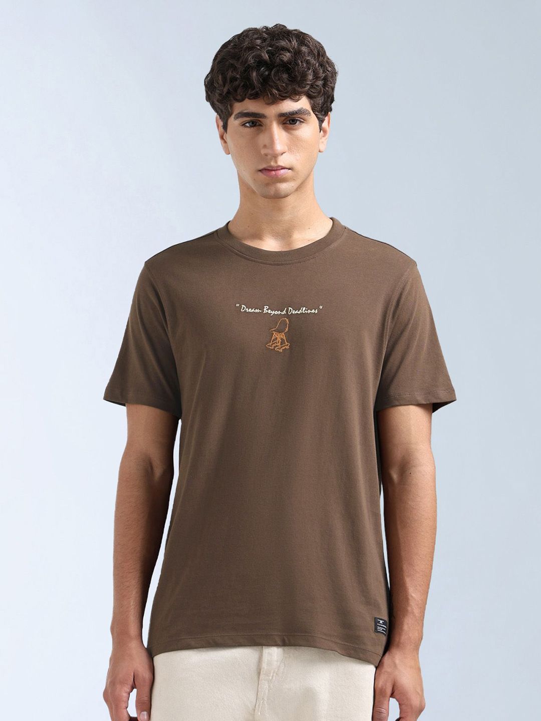 Flying Machine Men Graphic Printed Round Neck Pure Cotton T-shirt