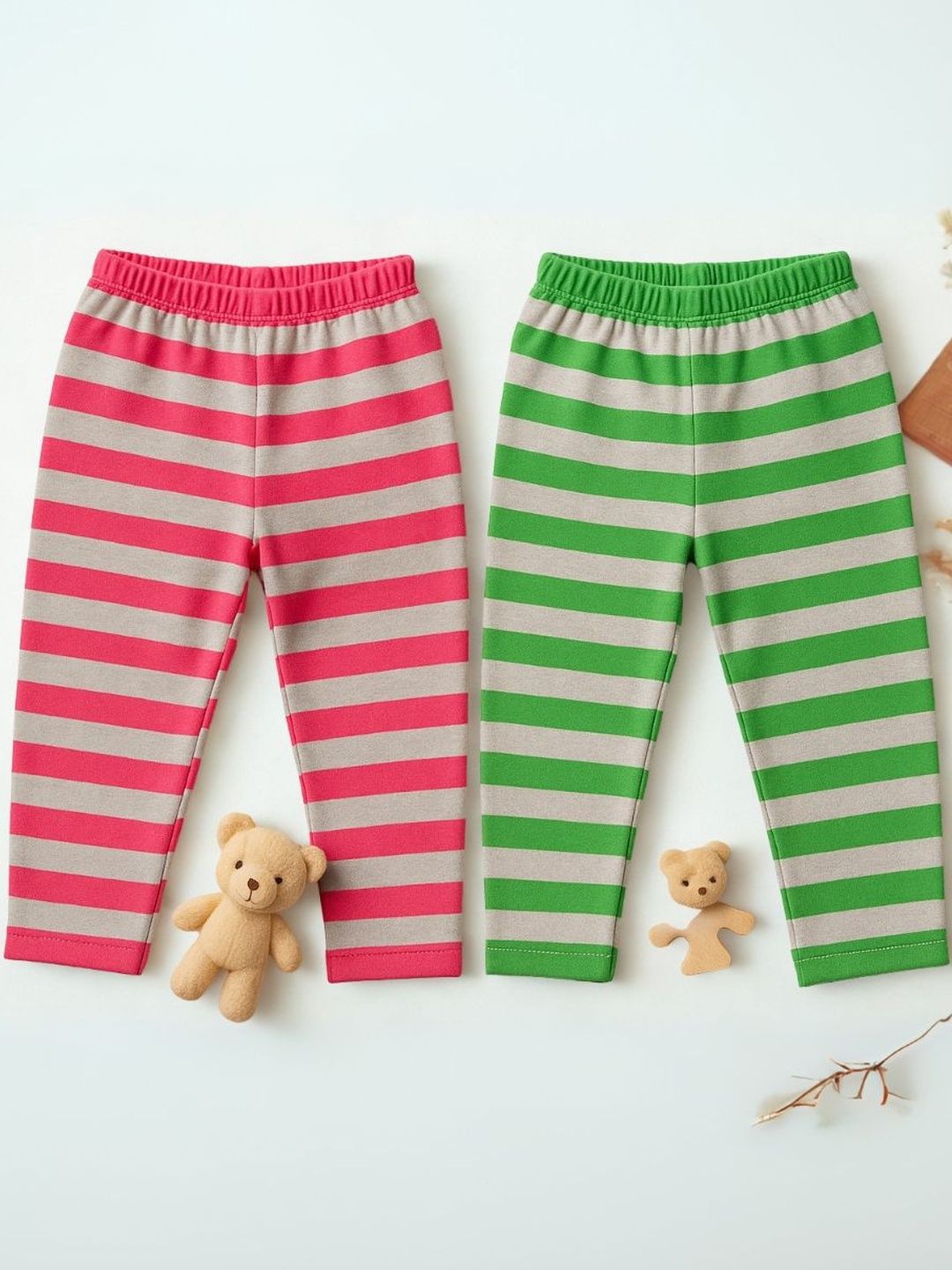 CORTICA Kids Pack Of 2 Cotton Horizontal Stripes printed Track Pants