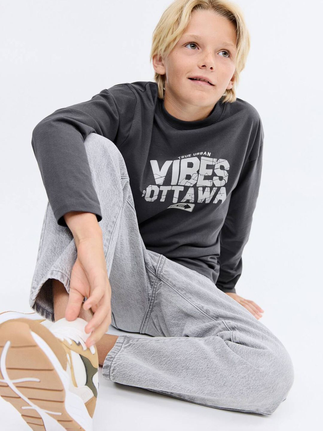 Mango Kids Boys Typography Printed Pure Cotton T-shirt