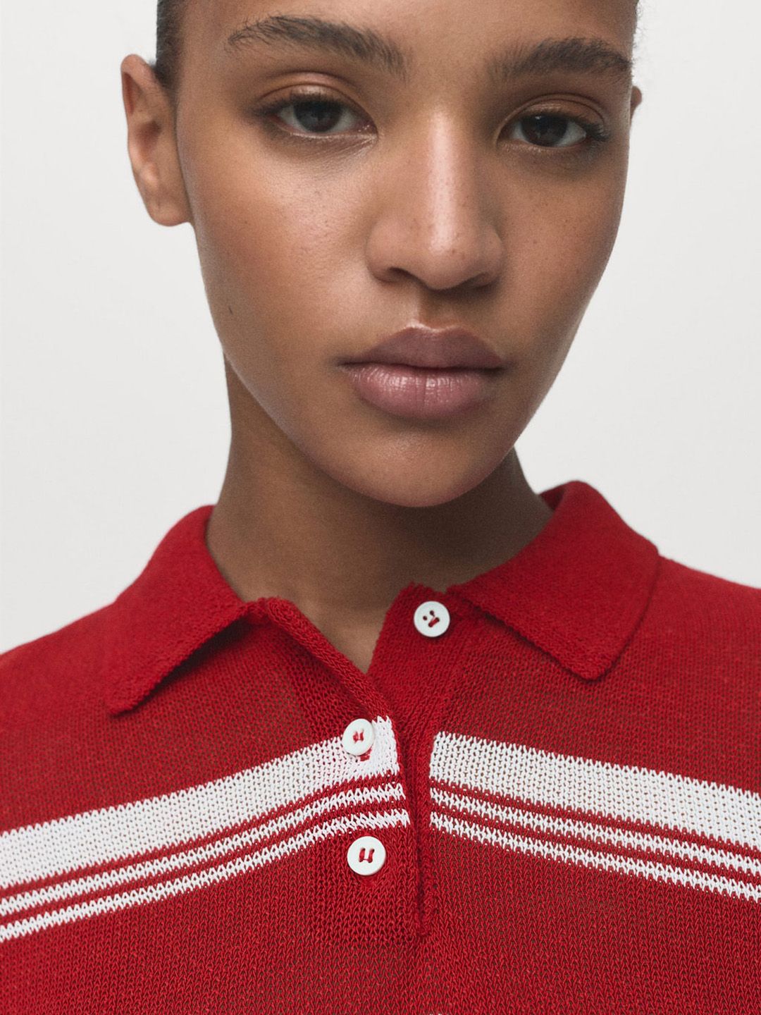 Striped Polo Collar Knitted T-shirt