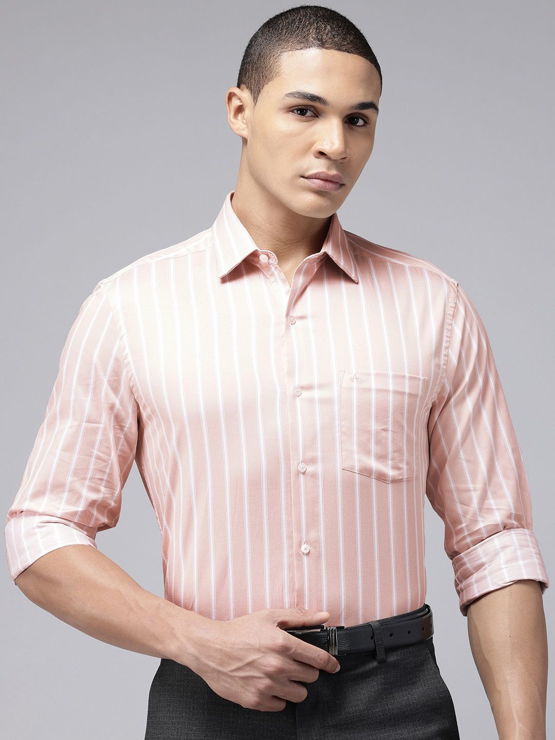 Arrow Manhattan Slim Fit Striped Pure Cotton Formal Shirt