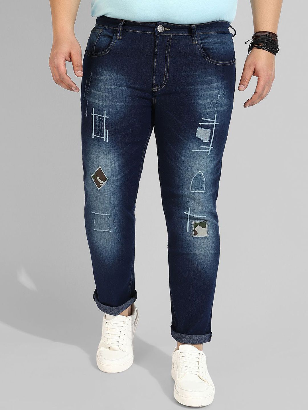 Instafab Plus Men Comfort Regular Fit Mid-Rise Heavy Fade Stretchable Jeans