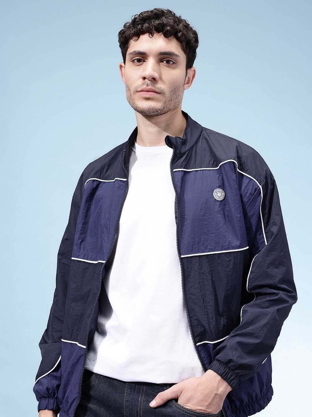 glitchez Panelled Colourblocked Windcheater Jacket