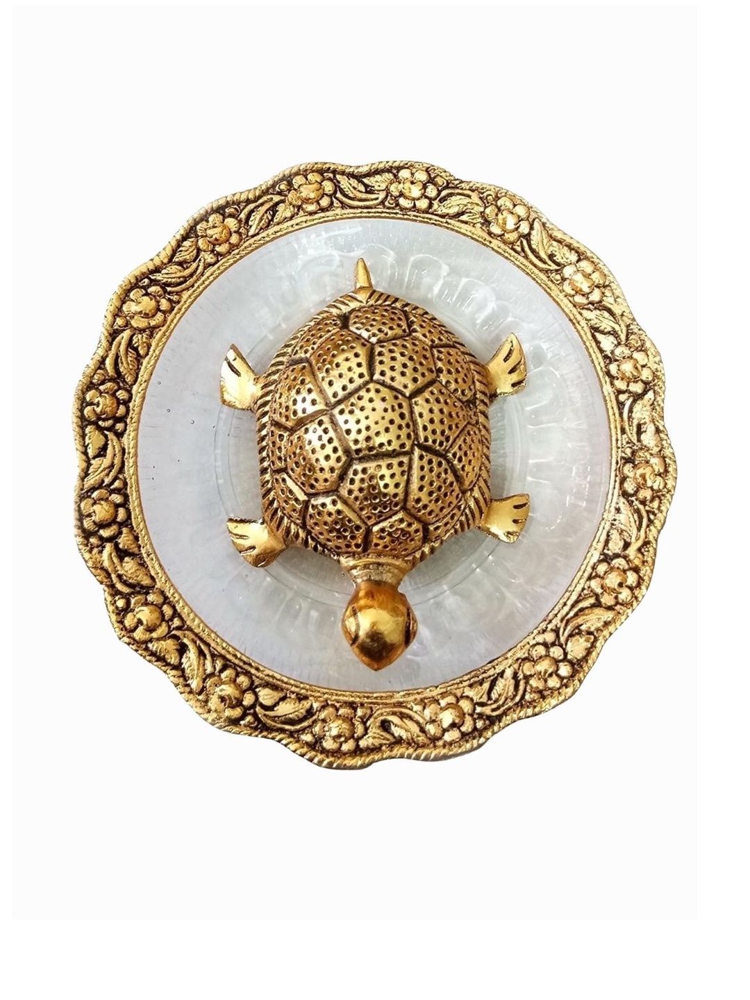 BLUE BEADS Gold Plated Turtle Showpiece