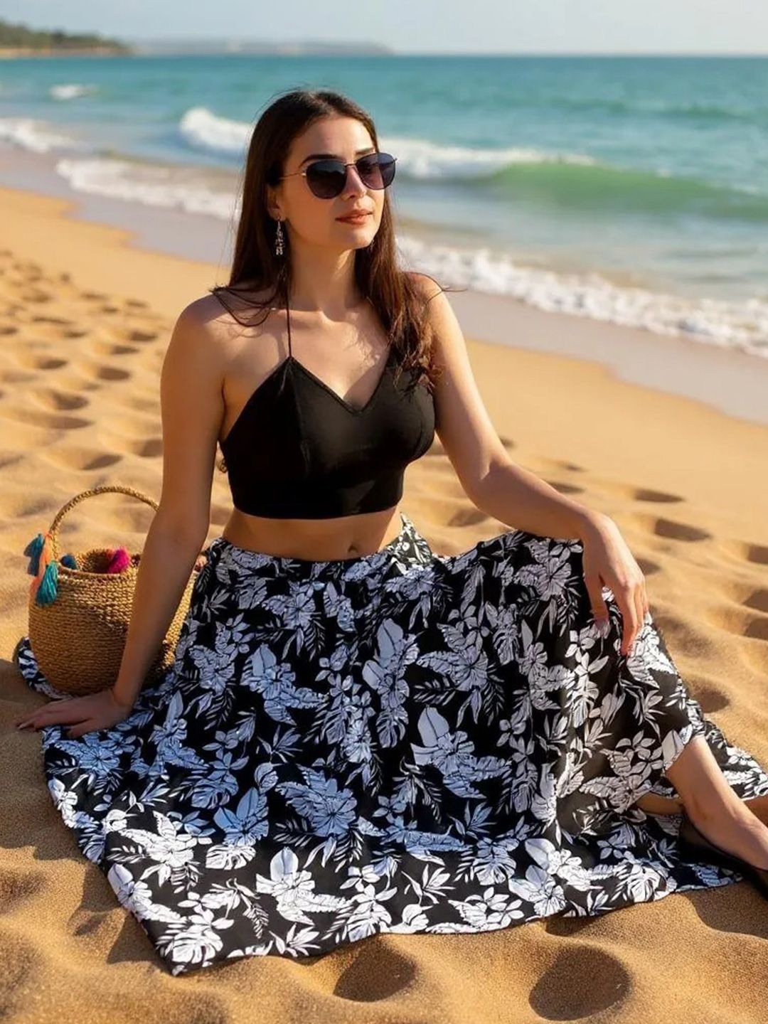 INUKA Printed Flared Maxi Skirts