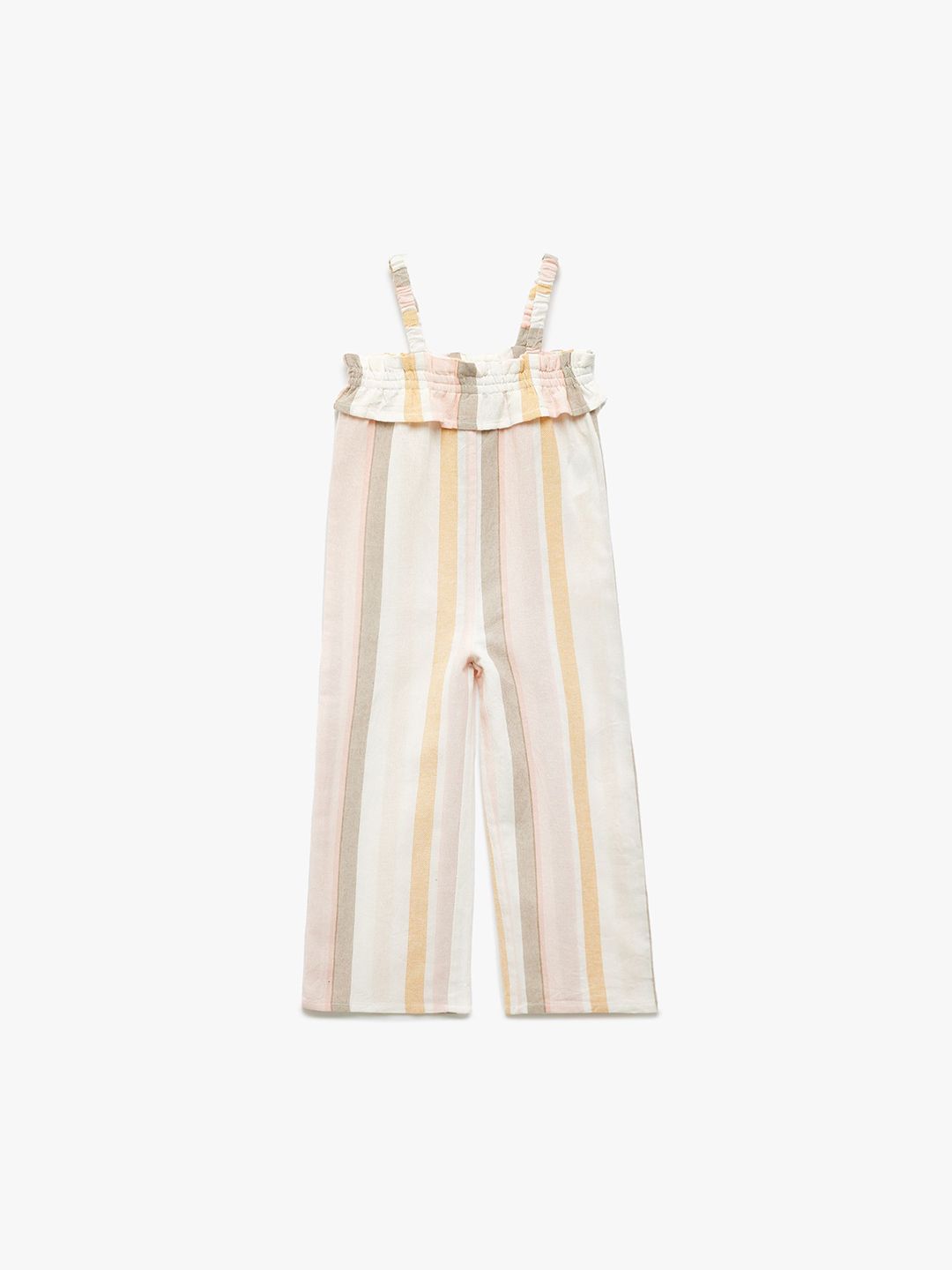 Koton Girls Striped Shoulder Straps Cotton Basic Jumpsuit