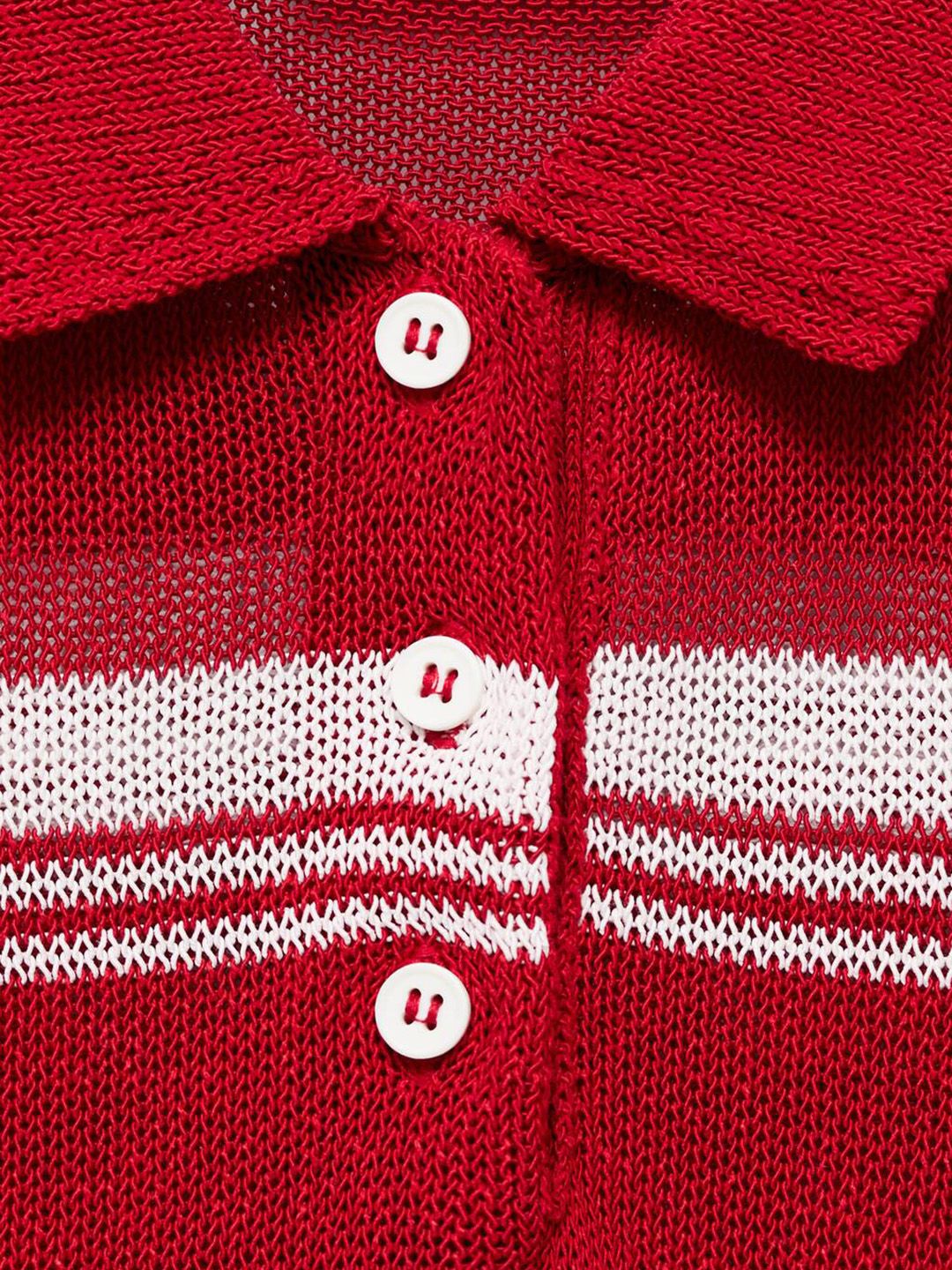 Striped Polo Collar Knitted T-shirt