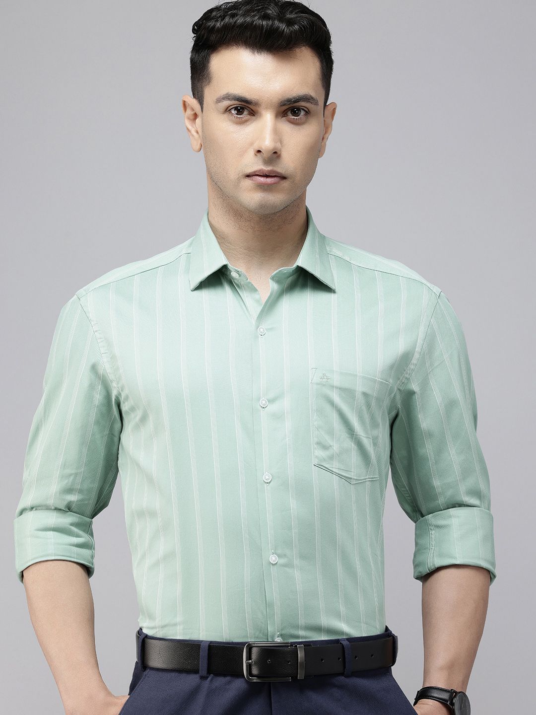 Arrow Pure Cotton Manhattan Slim Fit Vertical Striped Formal Shirt