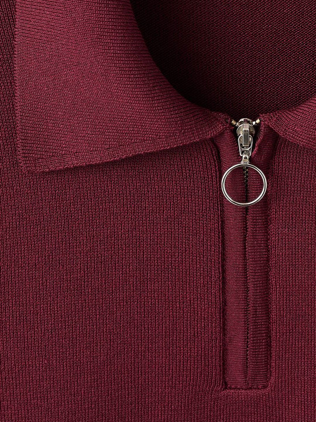 Polo Collar Contrast Trims Knitted T-shirt