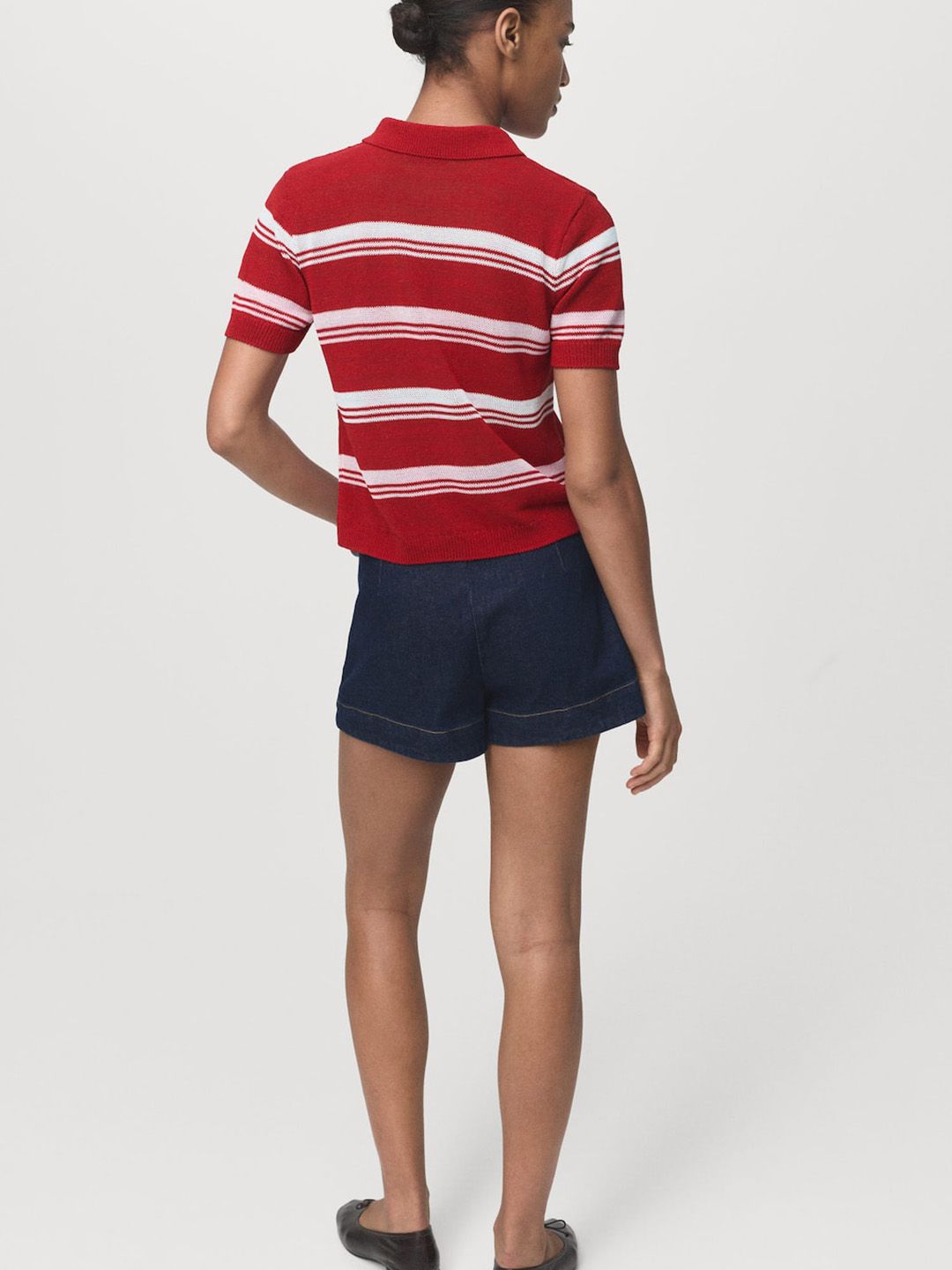 Striped Polo Collar Knitted T-shirt