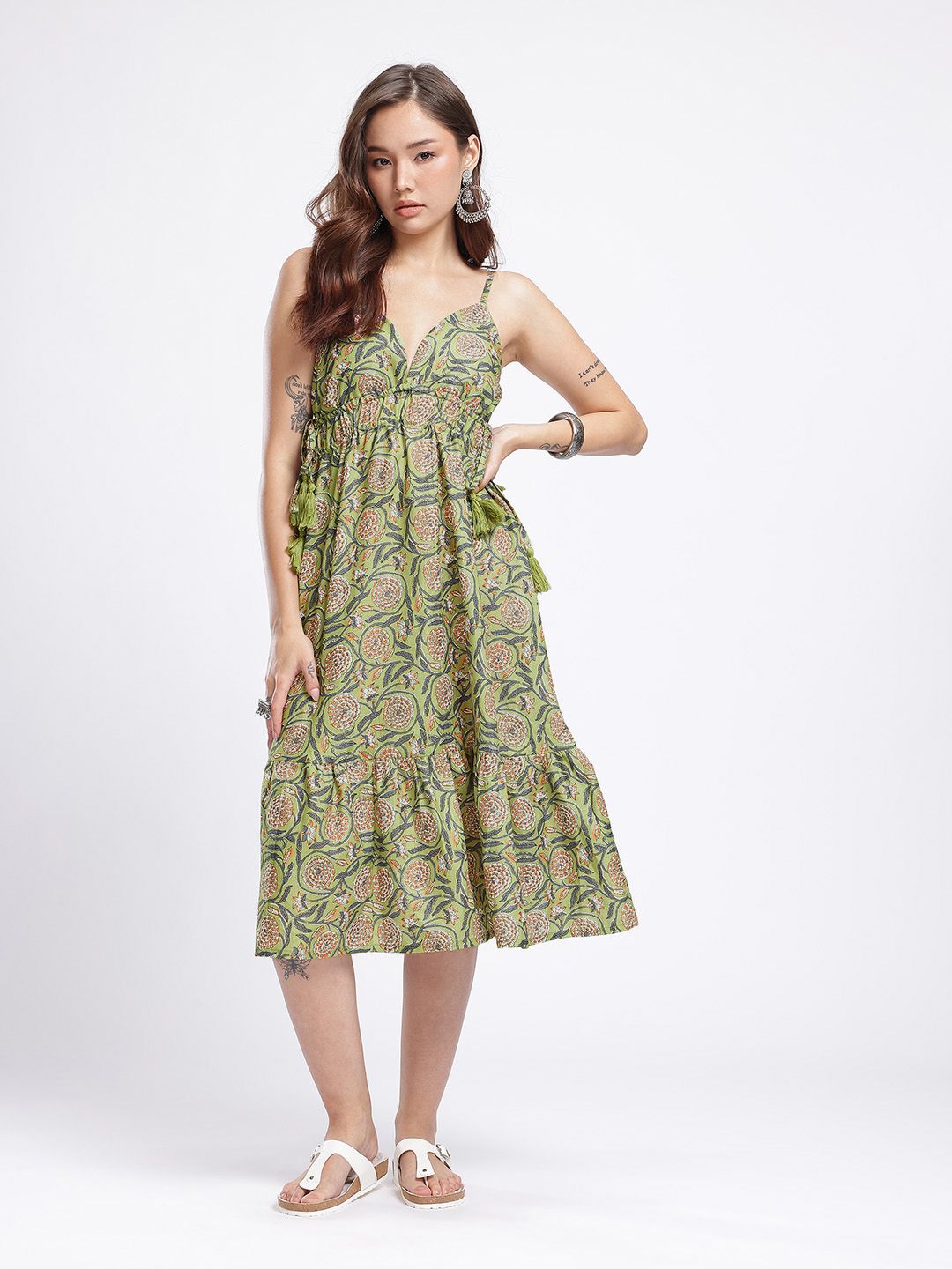 Buy fusion by glitchez Floral Printed Tiered A-Line Dress