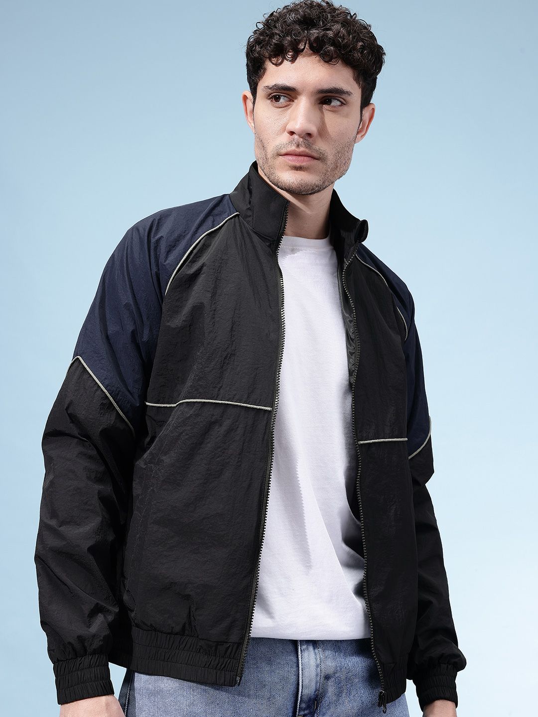 glitchez Men Colourblocked Cycling Windcheater Jacket