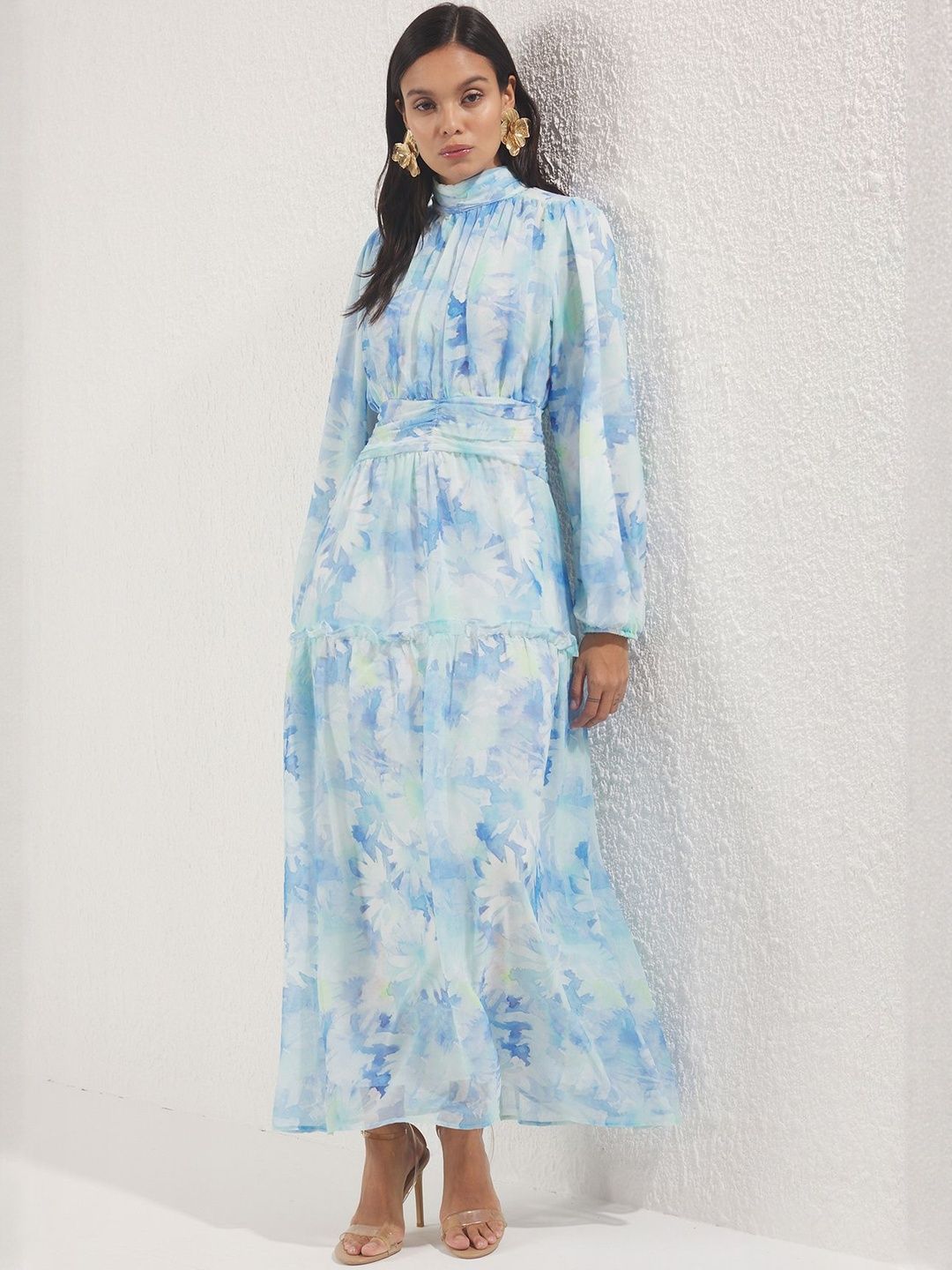 Trendyol Floral Printed Ruffled Maxi Dress