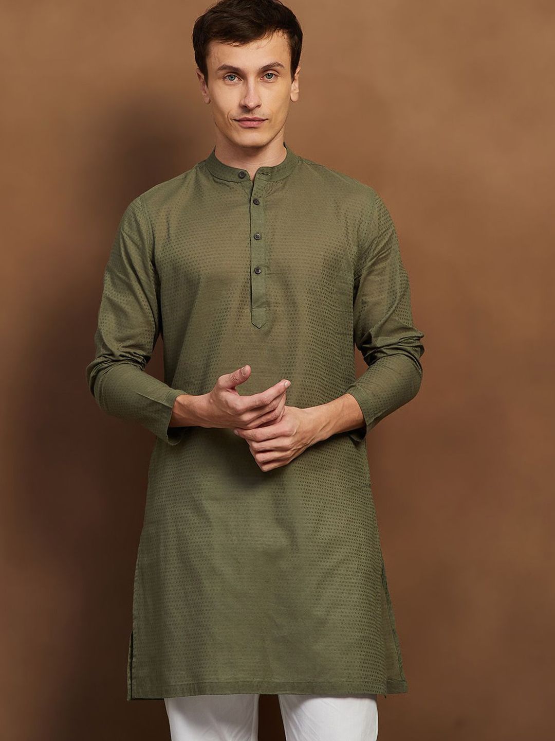 Melange by Lifestyle Men Solid Festive Cotton Straight Kurta