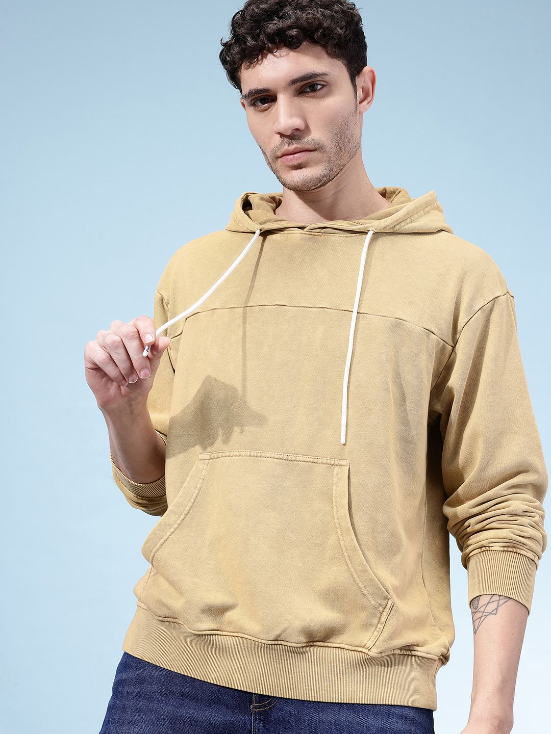 glitchez Dye Effect Relaxed Fit Hooded Sweatshirt