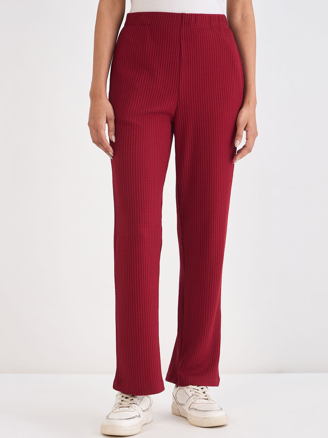 FEMMELLA Women Comfort Straight Fit Mid-Rise Trousers