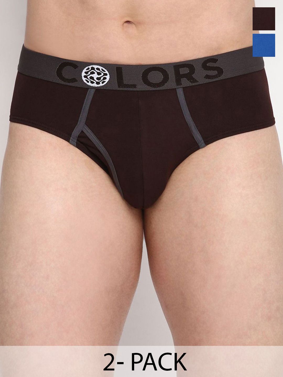 COLORS by Rupa Frontline Men Pack of 2 Mid-Rise Basic Briefs