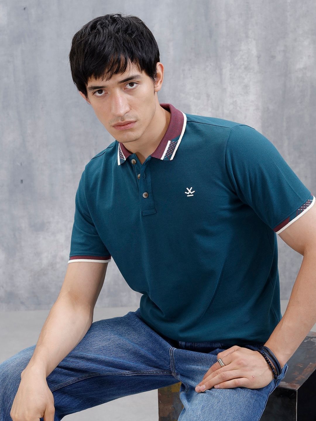 WROGN Polo Collar Slim Fit Cotton T-Shirt