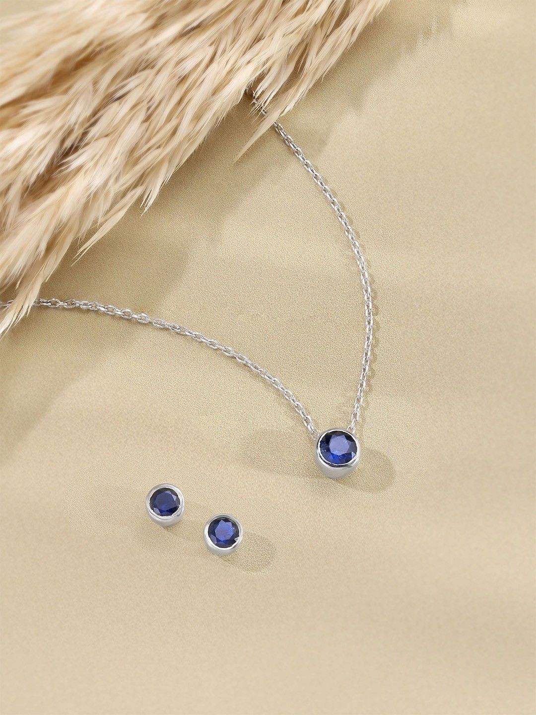 93 KT Silver Jewellery set Mia by Tanishq Pretty Minimal 93 KT Silver Earrings and Necklace Set