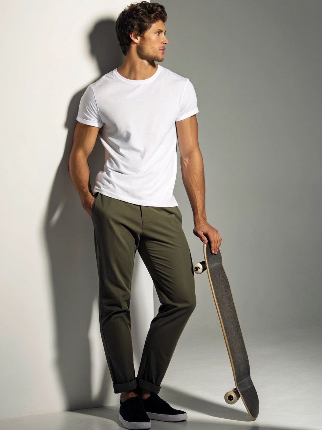 HERE&NOW Round Neck Short Sleeves Bio Finish Pure Cotton T-Shirt
