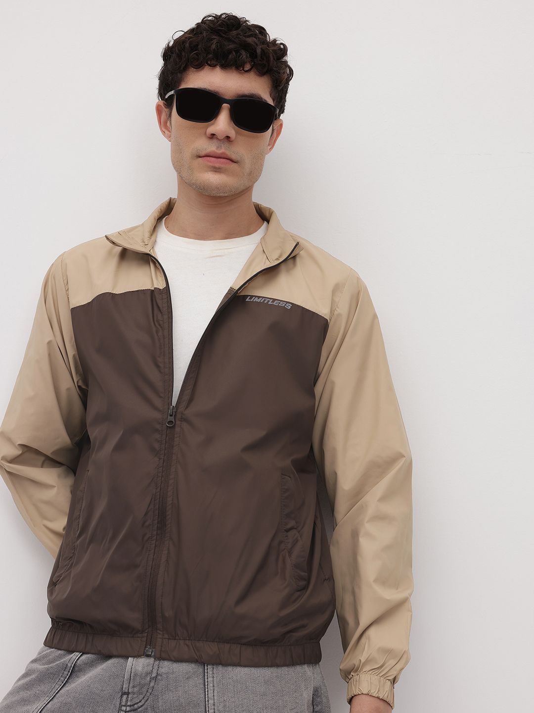 The Roadster Life Co. Colourblocked Mock Collar Bomber Jacket
