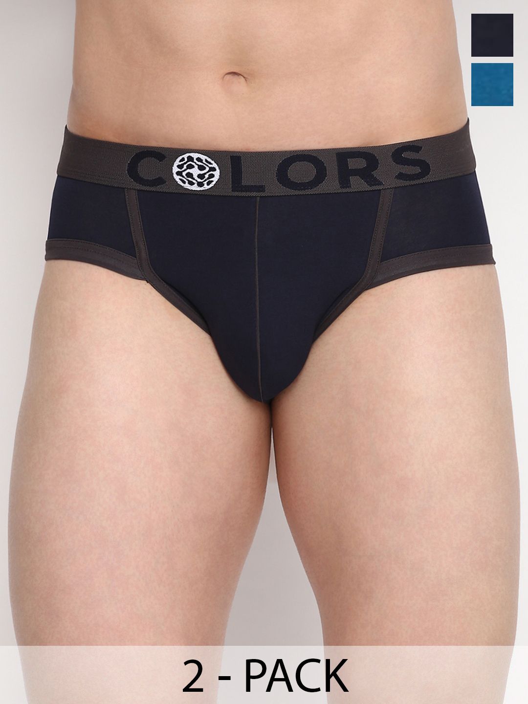 COLORS by Rupa Frontline Pack of 2 Mid Rise Solid Basic Briefs