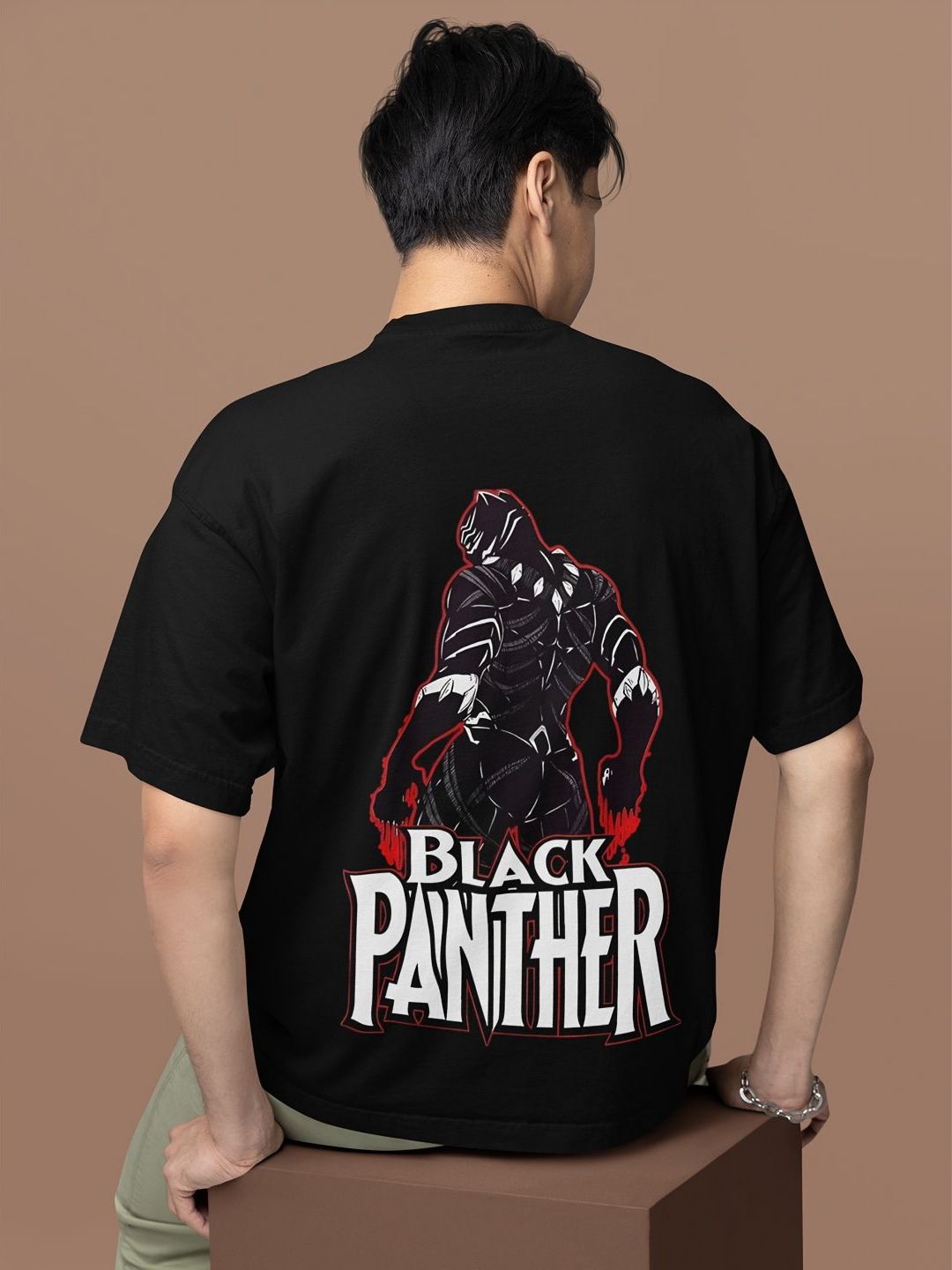Buy HANGERHOOD Men Black Panther Graphic Printed Round Neck Pure