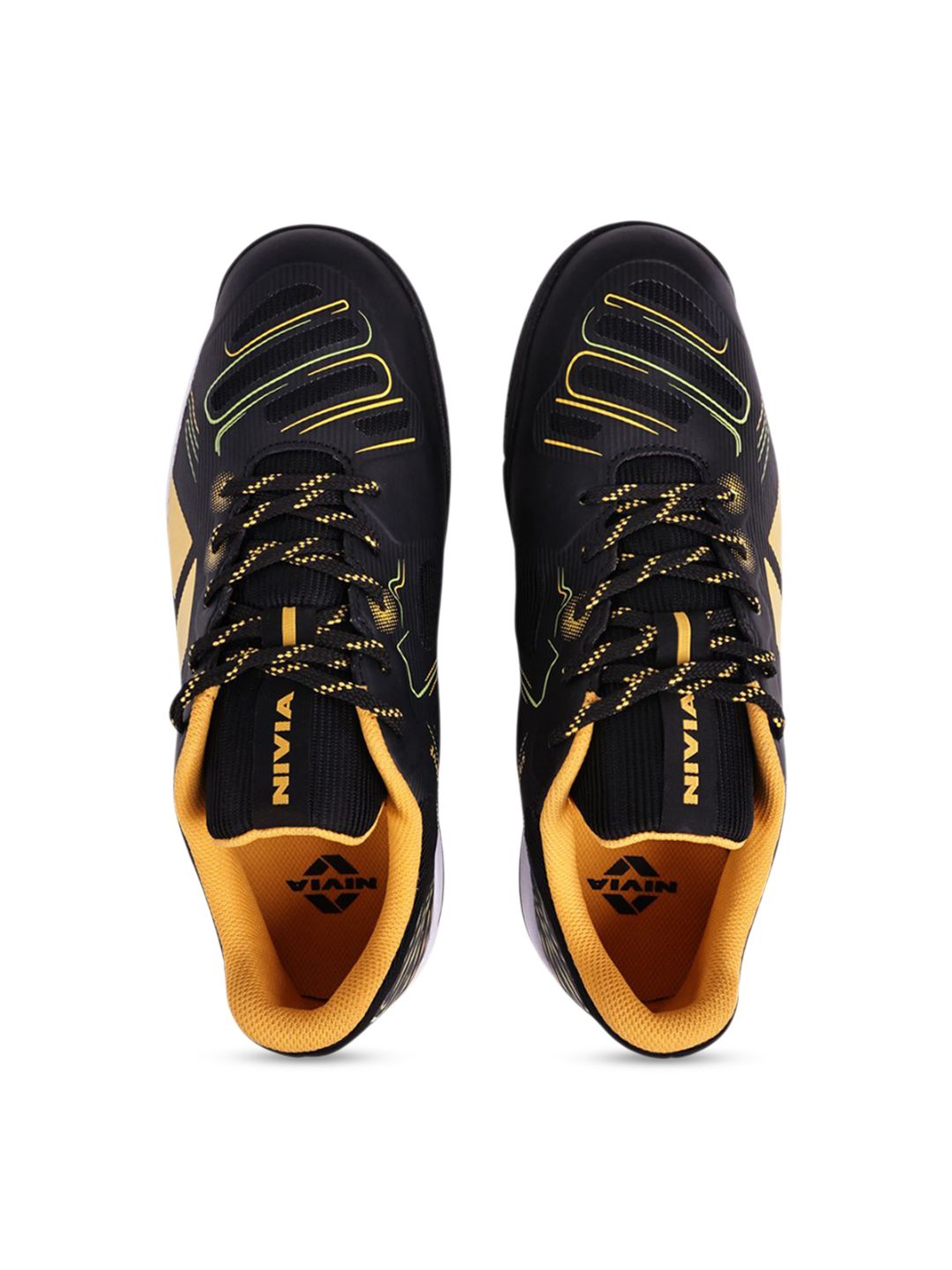 NIVIA Men Black & Yellow Mesh Badminton Shoes
