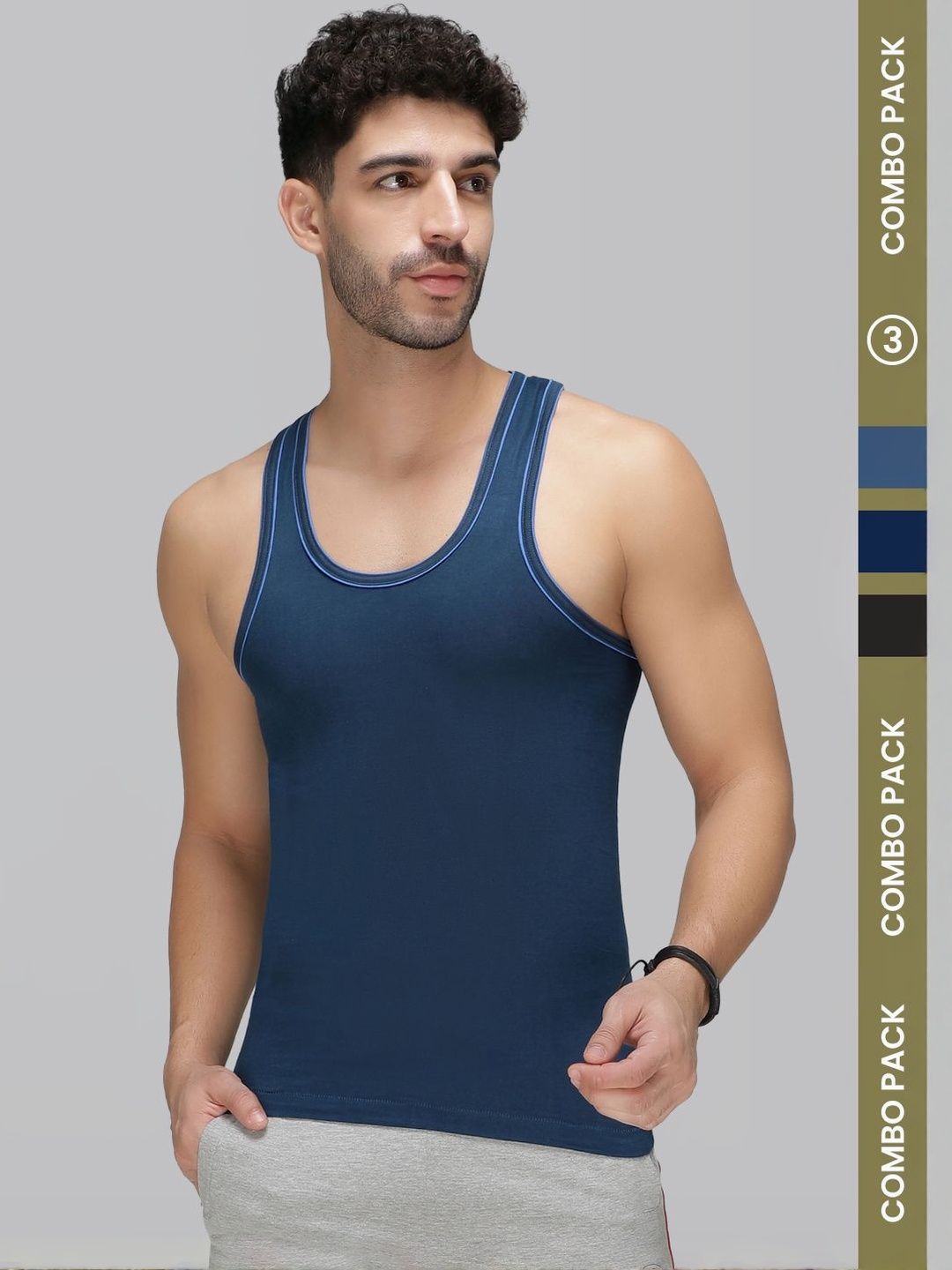 AMUL COMFY Pack Of 3 Cotton Solid Undershirt Innerwear Vests