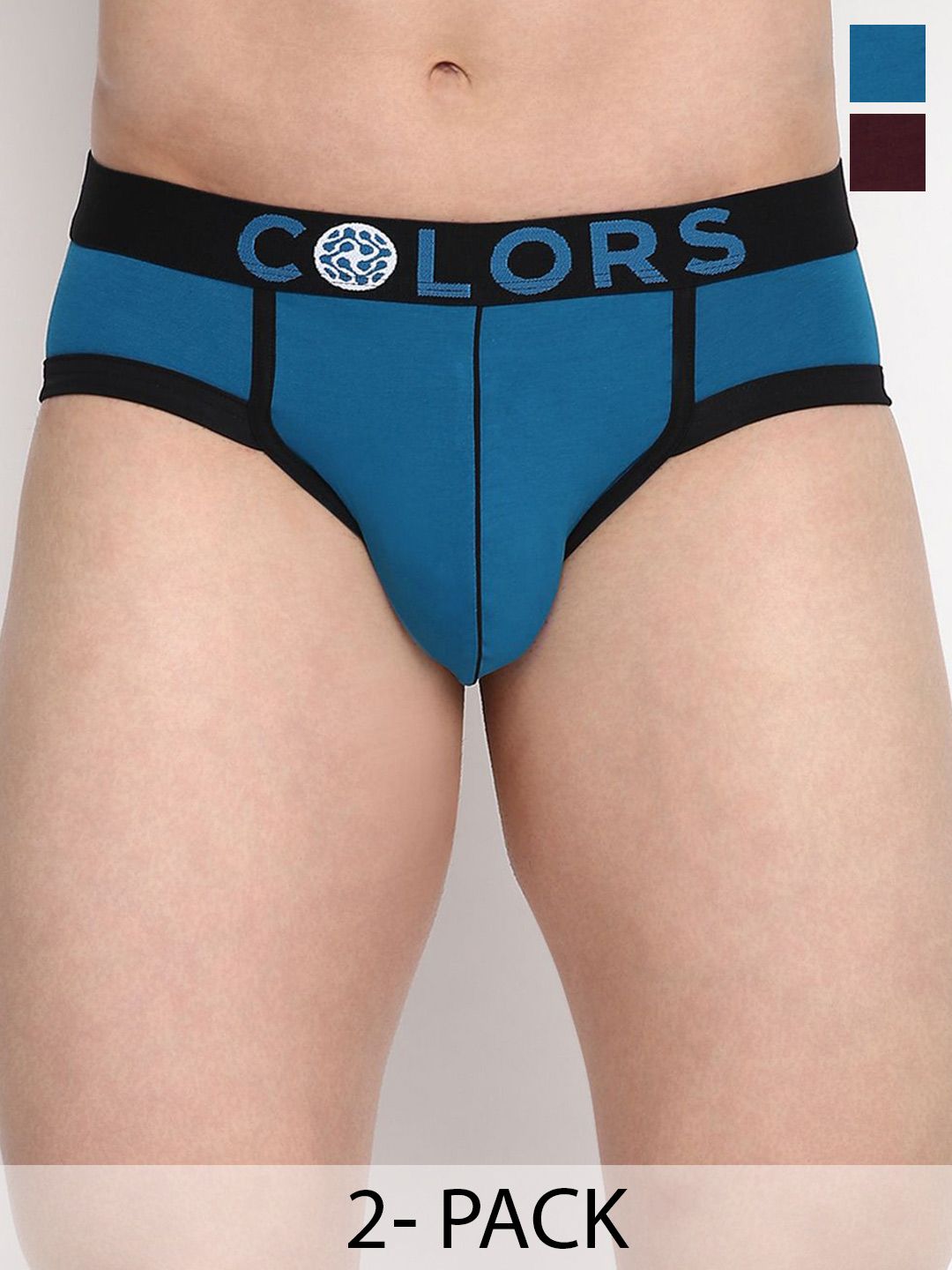 COLORS by Rupa Frontline Pack Of 2 Mid Rise Outer Elastic Basic Briefs