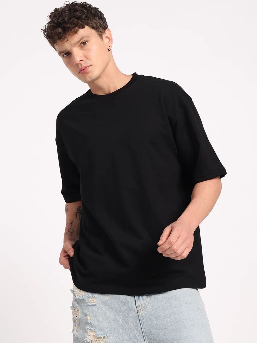 Moda Rapido Oversized Drop-Shoulder Sleeves Bio Finish Pure Cotton T-Shirt