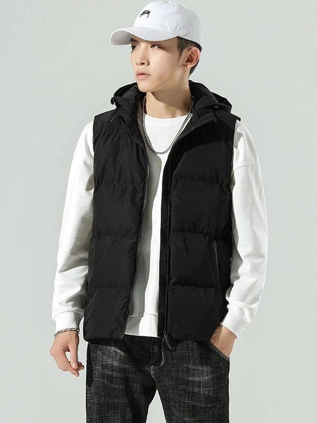HERE&NOW Men Black Polyester Solid Jackets